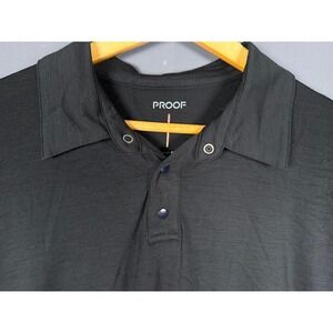 Proof 72-Hour Merino Wool Polo Shirt Mens Large Black Short Sleeve Snap Placket